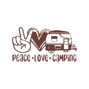 Peace Love Camping Araba Sticker  17x17 Cm Kahverengi
