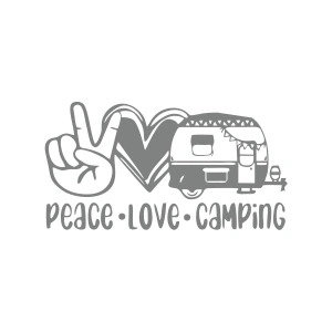 Peace Love Camping Araba Sticker  17x17 Cm Gri