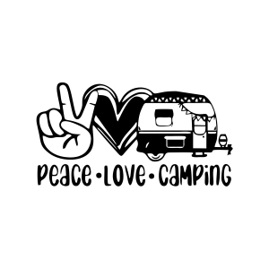 Peace Love Camping Araba Sticker  17x17 Cm Siyah