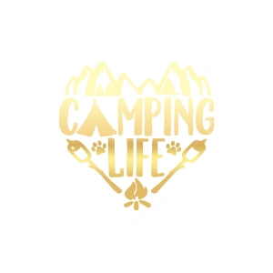 Camping Life Araba Sticker 17x17 Cm Gold