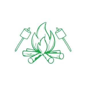 Kamp Ateşi Araba Sticker 17x17 Cm Yeşil