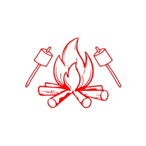 Kamp Ateşi Araba Sticker 17x17 Cm Kırmızı