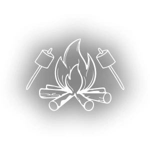 Kamp Ateşi Araba Sticker 17x17 Cm Beyaz