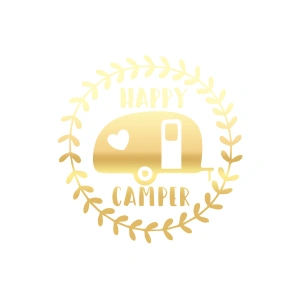 Happy Camper Sticker 17x17 Cm Gold