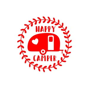 Happy Camper Sticker 17x17 Cm Kırmızı