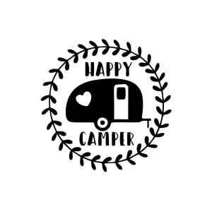 Happy Camper Sticker 17x17 Cm Siyah