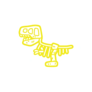 Dinozor Fosil Araba Sticker 17x17 Cm Sarı
