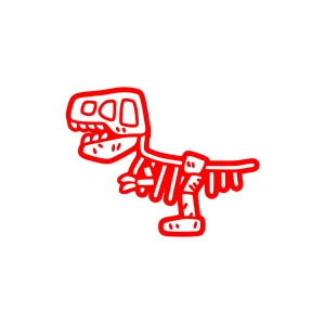 Dinozor Fosil Araba Sticker 17x17 Cm Kırmızı