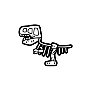 Dinozor Fosil Araba Sticker 17x17 Cm Siyah