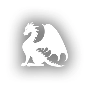 Oturan Ejderha Araba Sticker 17x17 Cm Beyaz