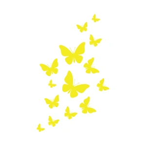 Uçan Kelebekler Araba Sticker  17x17 Cm Sarı