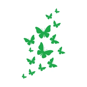 Uçan Kelebekler Araba Sticker  17x17 Cm Yeşil