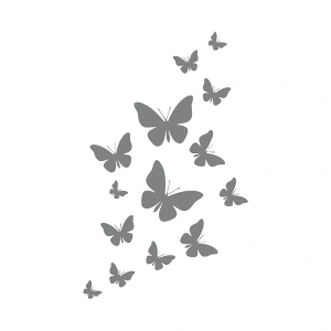 Uçan Kelebekler Araba Sticker  17x17 Cm Gri