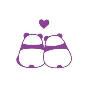 Panda Çifti Araba Sticker 17x17 Cm Mor