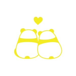 Panda Çifti Araba Sticker 17x17 Cm Sarı