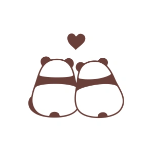 Panda Çifti Araba Sticker 17x17 Cm Kahverengi