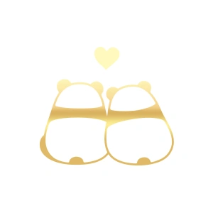 Panda Çifti Araba Sticker 17x17 Cm Gold