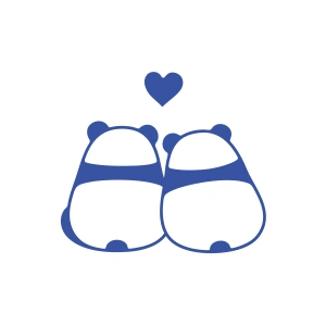 Panda Çifti Araba Sticker 17x17 Cm Mavi