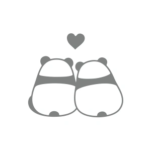 Panda Çifti Araba Sticker 17x17 Cm Gri