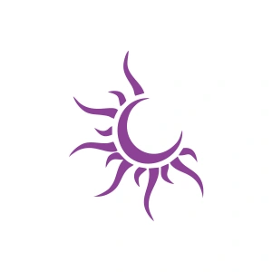 Güneş Ay Araba Sticker 17x17 Cm Mor