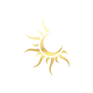 Güneş Ay Araba Sticker 17x17 Cm Gold