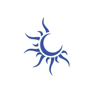 Güneş Ay Araba Sticker 17x17 Cm Mavi