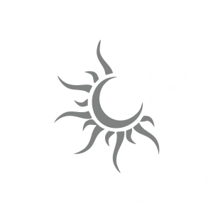 Güneş Ay Araba Sticker 17x17 Cm Gri