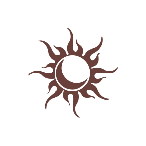 Güneş Ay Araba Sticker 17x17 Cm Kahverengi