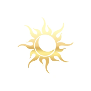 Güneş Ay Araba Sticker 17x17 Cm Gold