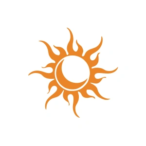 Güneş Ay Araba Sticker 17x17 Cm Turuncu