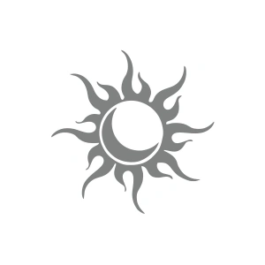 Güneş Ay Araba Sticker 17x17 Cm Gri