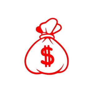 Dolar Para Çantası Araba Sticker 17x17 Cm Kırmızı