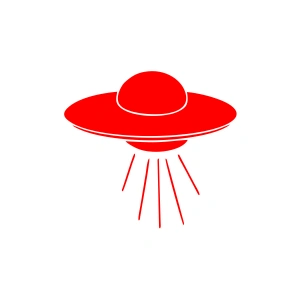 Ufo Araba Sticker 17x17 Cm Kırmızı