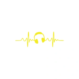 Kalp Atışı Kulaklık Araba Sticker 17x17 Cm Sarı