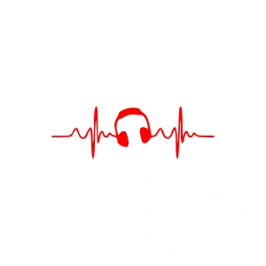 Kalp Atışı Kulaklık Araba Sticker 17x17 Cm Kırmızı