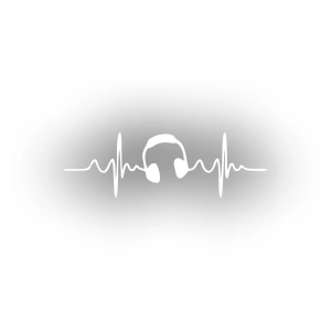 Kalp Atışı Kulaklık Araba Sticker 17x17 Cm Beyaz