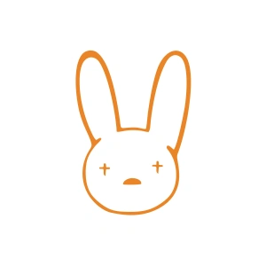 Tavşan Araba Sticker 17x17 Cm Turuncu