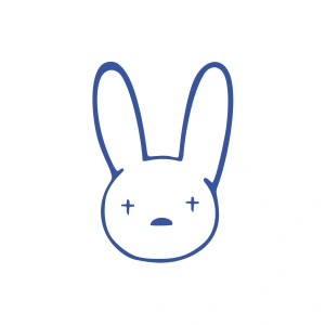 Tavşan Araba Sticker 17x17 Cm Mavi