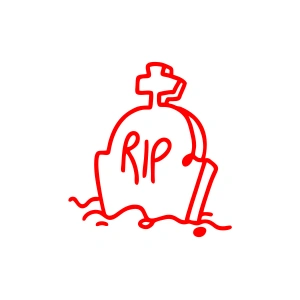 Rip Mezar Taşı Araba Sticker 17x17 Cm Kırmızı