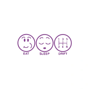 Eat Sleep Drift Araba Sticker 17x17 Cm Mor