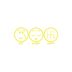 Eat Sleep Drift Araba Sticker 17x17 Cm Sarı