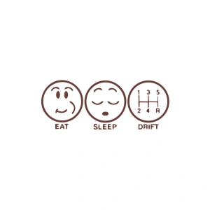 Eat Sleep Drift Araba Sticker 17x17 Cm Kahverengi