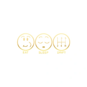 Eat Sleep Drift Araba Sticker 17x17 Cm Gold