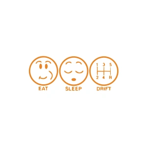 Eat Sleep Drift Araba Sticker 17x17 Cm Turuncu