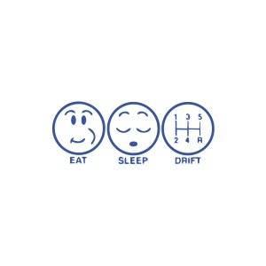 Eat Sleep Drift Araba Sticker 17x17 Cm Mavi