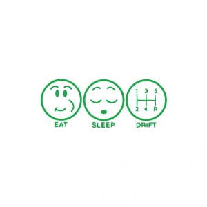 Eat Sleep Drift Araba Sticker 17x17 Cm Yeşil