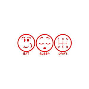 Eat Sleep Drift Araba Sticker 17x17 Cm Kırmızı