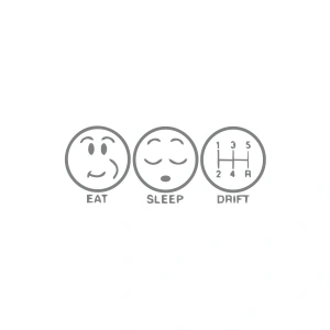 Eat Sleep Drift Araba Sticker 17x17 Cm Gri