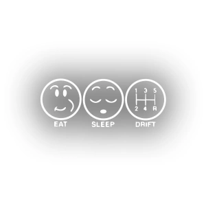 Eat Sleep Drift Araba Sticker 17x17 Cm Beyaz