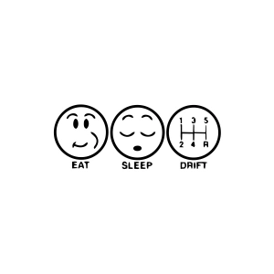 Eat Sleep Drift Araba Sticker 17x17 Cm Siyah
